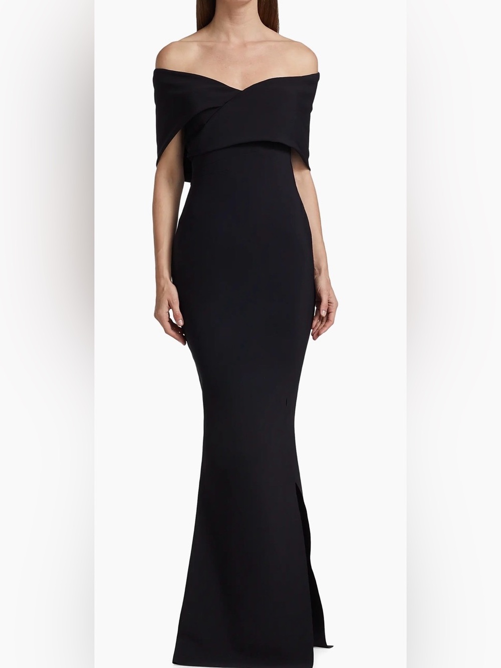 Chiara Boni La Petite Robe Black Off Shoulder Fishtail Gown Sz 42 Wedding Formal - Picture 1 of 16